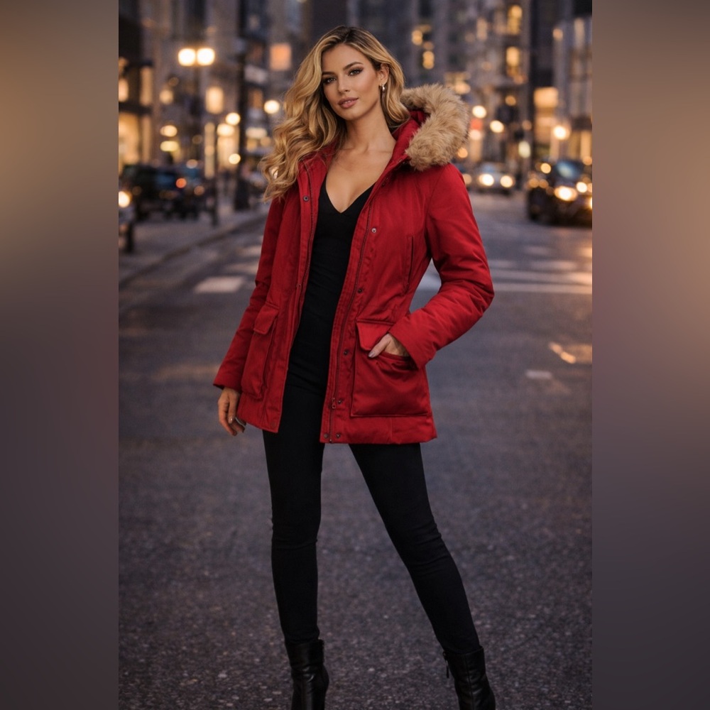 Uniqlo Women's Vibrant Red Teddy Jacket